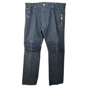 8732 Biker Jeans Sz 42x34 Mens Denim Baggy Skater Hip Hop Dark Wash Small Flaw N